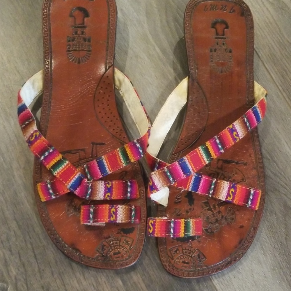 Leather and Fabric Artesan Sandals